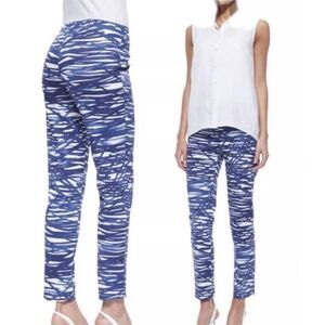 LAFAYETTE 148 Stanton Blue/White Print Trousers, Sz 8